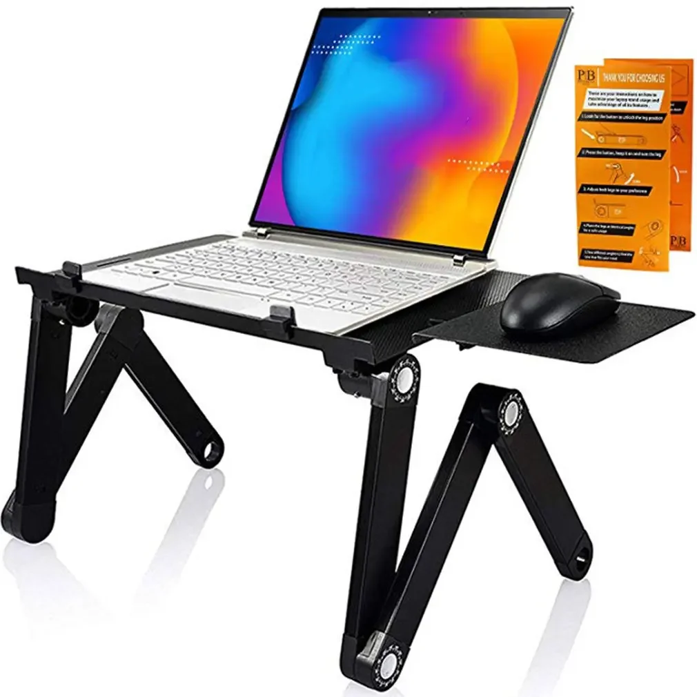 Tablet Lap Desk - アルミ合金製ラップトップテーブル折りたたみ式ノートブックデスクトップスタンド冷却ファン付きベッドラップトップトレイデスク学習机ベッドオフィス本棚