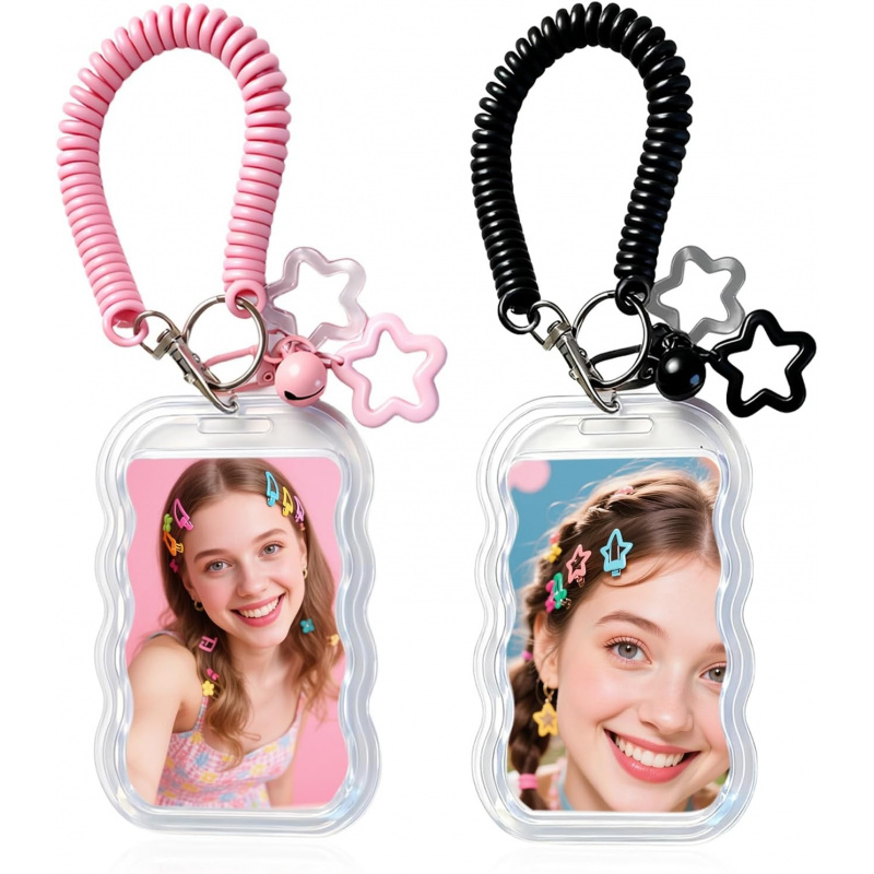 2個セット 可愛いフォトカードホルダーキーホルダー KPOP - Tablet Cute Accessories のレビューと価格