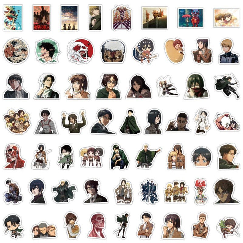 60枚入り 進撃の巨人 アニメステッカー かわいい 防水デカ - Tablet Cute Accessories のレビューと価格