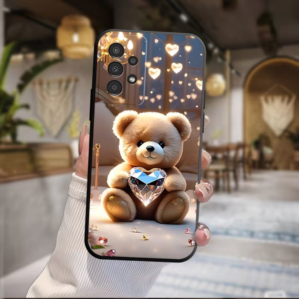 小さなクマの愛を込めたクリスタルペイントフロスト加工スマホケ - Samsung Galaxy A55 のレビューと価格